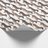 Bruine Waterverf paarden Cadeaupapier (Hoek)