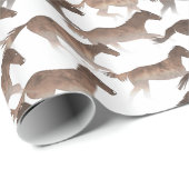 Bruine Waterverf paarden Cadeaupapier (Rol Hoek)