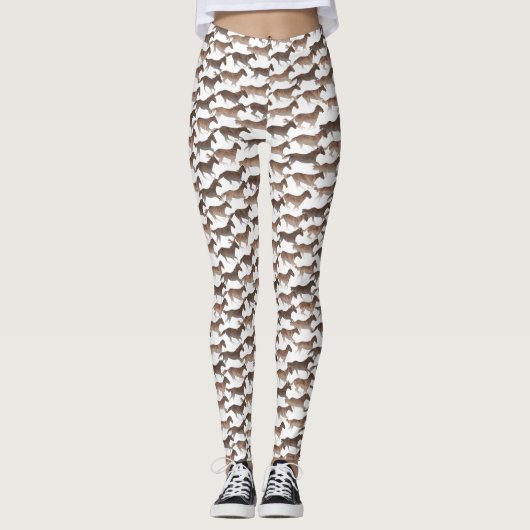 Bruine Waterverf paarden Leggings (Voorkant)