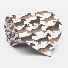 Bruine Waterverf paarden Stropdas