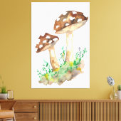 Bruine Waterverf paddenstoelen Canvas Afdruk (Insitu (Woonkamer))