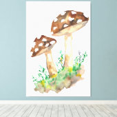 Bruine Waterverf paddenstoelen Canvas Afdruk (Insitu (Houten vloer))