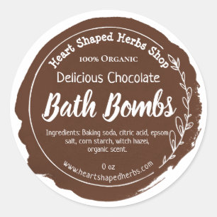 Bruine Waterverf Paint Chocolade Badbom Ronde Sticker