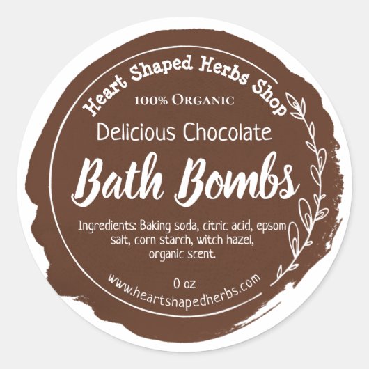 Bruine Waterverf Paint Chocolade Badbom Ronde Sticker (Voorkant)