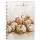 Bruine waterverf pompoenen aangepaste naam Notitieboek (Voorkant)