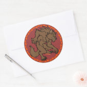 Bruine weerwolf ronde sticker (Envelop)