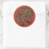 Bruine weerwolf ronde sticker (Tas)