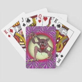 Bruine Weerwolf Volle Maan Woeste Paarse Halloween Pokerkaarten