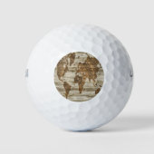 Bruine wereldkaart afdruk golfballen (Voorkant)