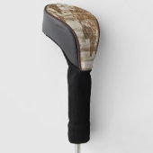 Bruine wereldkaart afdruk golfheadcover (Schuin)