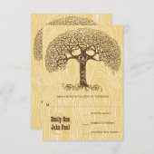 Bruine Wervelboom Ivoor Houtnerf Trouw RSVP Kaart (Voorkant / Achterkant)