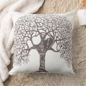 Bruine Wervelboom Liefdesvogel achtergrondkleur ki Kussen (Deken)