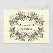 Bruine Wervelingen op Cream Save The Date Aankondigingskaart (Voorkant)