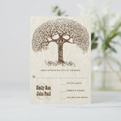 Bruine wervelkolom Ivory Woodgrain RSVP Kaart (Staand voorkant)