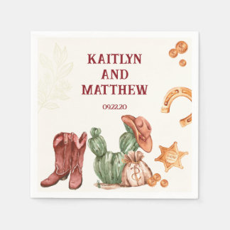 Bruine westerne elegante rustieke bruiloft servet