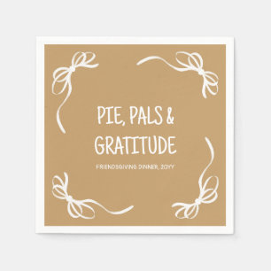 Bruine Whimsical Hand Getekende Friendsgiving-dine Servet