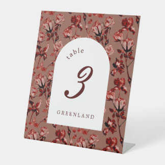 Bruine Wilde Botanische Maximalisme Herfst Bruilof Reclamebord Met Voetstuk