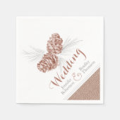 Bruine winter dennen kegelkunst bruiloft papieren servetten (Voorkant)