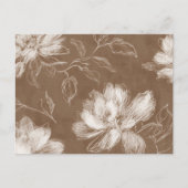 Bruine Witte Abstracte Bloemen Briefkaart (Voorkant)