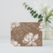 Bruine Witte Abstracte Bloemen Briefkaart (Staand voorkant)