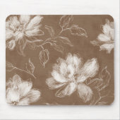 Bruine Witte Abstracte Bloemen Muismat (Voorkant)