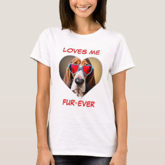 Bruine Witte Basset Hound Hartvormige Zonnebril T-shirt