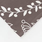 Bruine witte bladeren Floral Monogram Patroon Fleece Deken (Hoek)