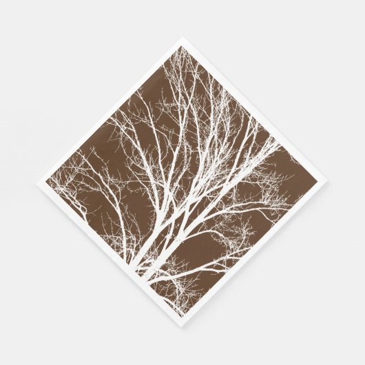 Bruine witte boomtakken servet (Hoek)