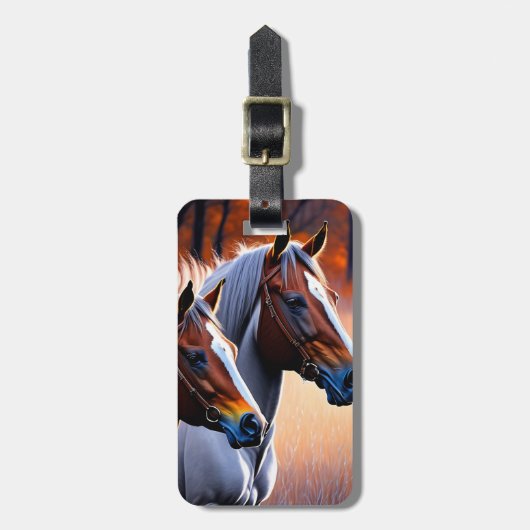Bruine Witte Brumby Paarden, Bagage Label (Voorkant verticaal)