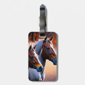 Bruine Witte Brumby Paarden, Bagage Label (Achterkant verticaal)