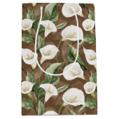 Bruine Witte Calla Lelie Bloemige Bruidsdouche Medium Cadeauzakje (Voorkant)