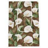 Bruine Witte Calla Lelie Bloemige Bruidsdouche Medium Cadeauzakje (Achterkant)