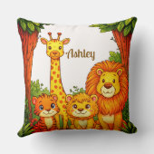 Bruine Witte Dieren Nursery Jungle Safari Kussen (Achterkant)