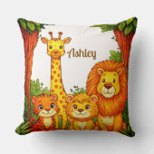 Bruine Witte Dieren Nursery Jungle Safari Kussen (Voorkant)