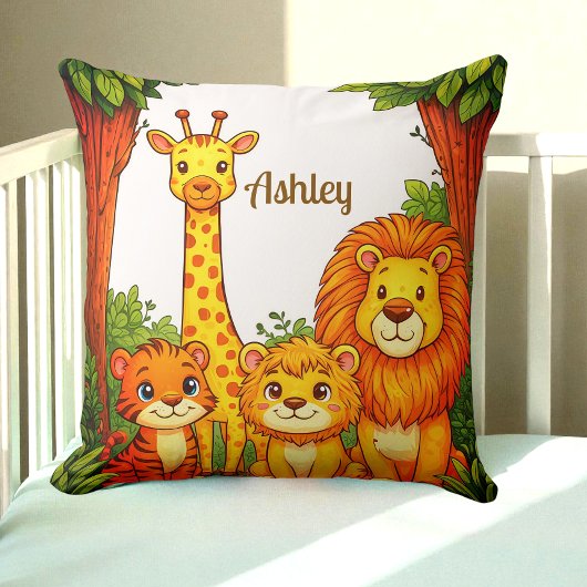 Bruine Witte Dieren Nursery Jungle Safari Kussen