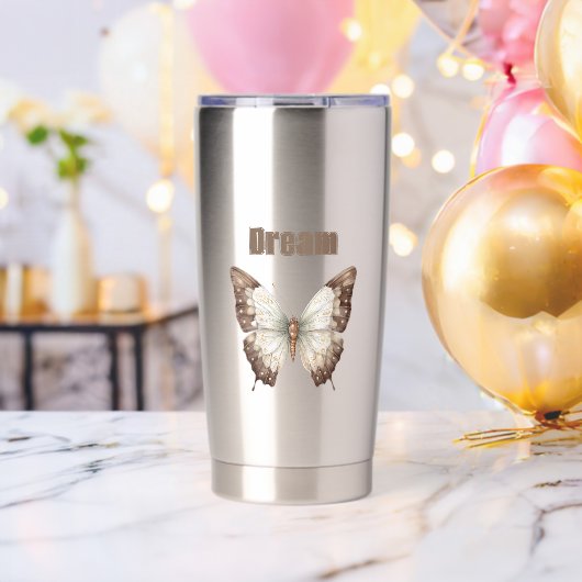 Bruine Witte Droom Vlinder Geïsoleerde Drinkbeker (Vrijgezellenfeest (Gedraaid) )