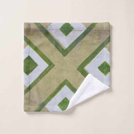Bruine, witte en groene, close-up fotograp van tex washandje (Wasdoekje)
