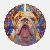 Bruine witte Engelse Bulldog met vlekken Glas Ornament (Achterkant)