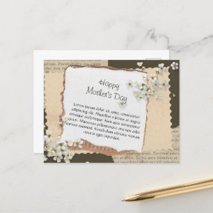 Bruine Witte Esthetische Scrapbook Moederdag Bedan Briefkaart