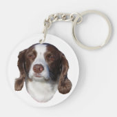 Bruine & Witte Hond acryl sleutelhanger (Achterkant)