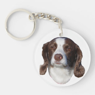 Bruine & Witte Hond acryl sleutelhanger