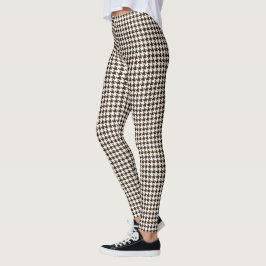Bruine witte houndstooth leggings