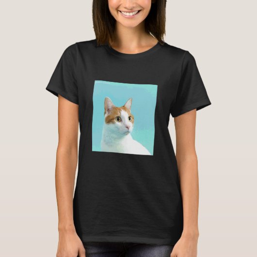 bruine witte kat_001 t-shirt (Voorkant)