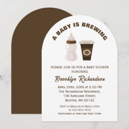 Bruine Witte Koffie Een Baby Komt Op Gang Baby Sho Kaart