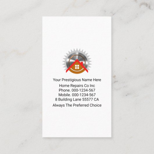 Bruine Witte Lagen Handyman Gereedschap Visitekaartje (Achterkant)