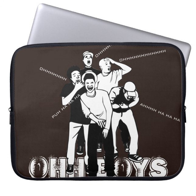 bruine witte OHH BOYS die lachen Laptop Sleeve (Voorkant)