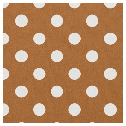 Bruine Witte Polka Dots Textiel Stof (Close Up)