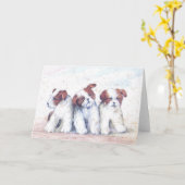 Bruine witte puppy Dog blanco klauw Kaart (Gele Bloem)