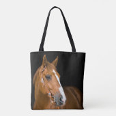Bruine Witte Quarter-Horse Foto Tote Bag (Achterkant)