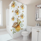 bruine witte schelpen zee douche gordijn oceaan (In situ)